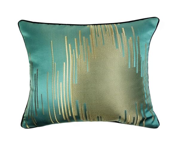 Modedesign zeitgenössischer Gold Green Pillow Case Moderne Pipping Jacquard gewebtes Heimbodensofa abstrakte Linien Square Kissen CoV5743424