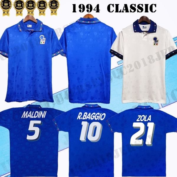 Sconto 1994 Italia National Team Retro Away Soccer Jersey 94 Italia Maldini Baresi Roberto Baggio Zola Conte Vintage Classic Shirt calcio 243J