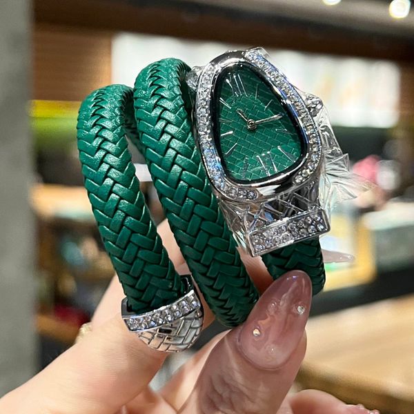 Luxury Snake Designer Mulheres assistem a pulseira de couro de diamante feminino Relógios Top Brand Wristwatches for Ladies Birthday Christmas Christmas Valentine's Day Day Gift