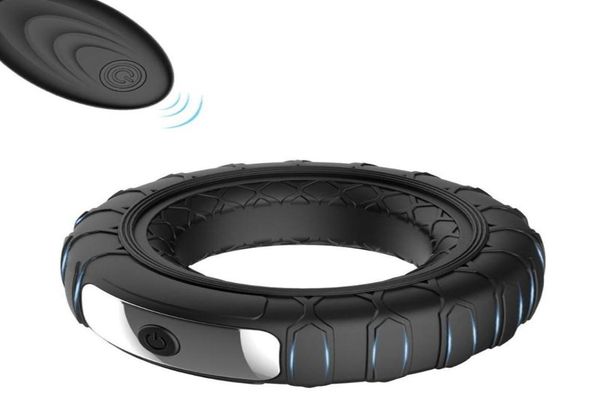 Cockrings Controle remoto anel de pau vibratório 10 velocidades atraso spray pênis de silicone anillo vibador brinquedos sexuais para homens shop187u4629258