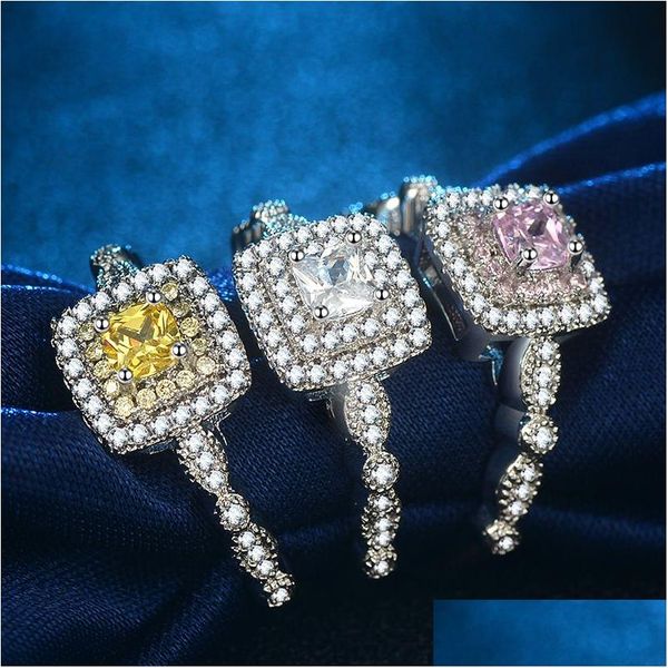 Band Rings Luxury Crystal Diamond Chinese Unhed Deding Designer para mulheres meninas S925 Sier Branco Rosa Amarelo Pedra Elegante CZ Zircão e Ota2f