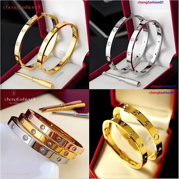 Pulseira de parafuso de designer Fashion Jewelry Bangle 18K Rose Gold Silver Titanium Steel Diamond Bangles Unhe