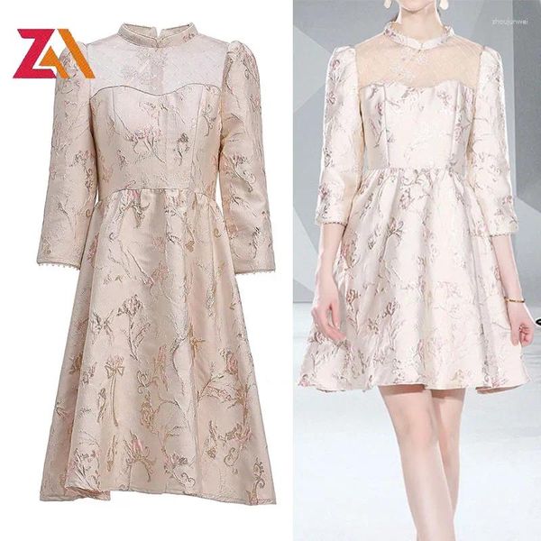 Abiti per feste Zalady-Vintage in stile cinese Jacquard Weaving Floral Mini for Women Elegant Lady Dress Designer Fashion Fashion French