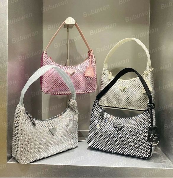 Tasarımcı saten mini çanta kristalli hobo çanta omuz revenon tekrar 2000 2005 kadın bayan çanta crossbody sevimli klasik lüks çanta