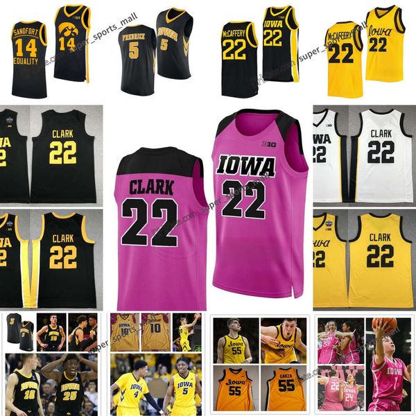 NCAA Custom S-6xl Iowa Hawkeyes College Basketball Trikots 22 Caitlin Clark 22 Patrick McCaffery 20 Payton Sandfort 32 Owen Freeman 11 Tony Perkins 23 Ben Krikke