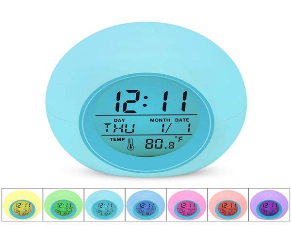 Светодиодные будильники Студент Студент Цифровой Термометр 7 Цветов Изменение световые ночные светящиеся кровавые часы для детской спальни табл.
