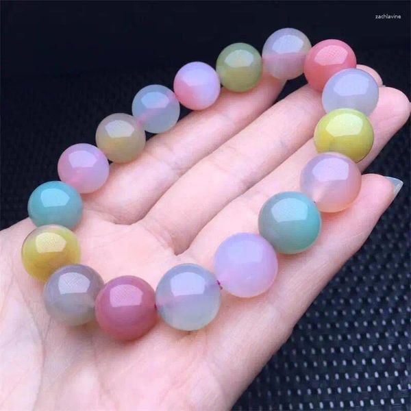 Braccialetti Link 12mm color naturale Yanyuan Bracciale Agata Women Candy Assort Regalo di guarigione in cristallo intagliato 1PCS