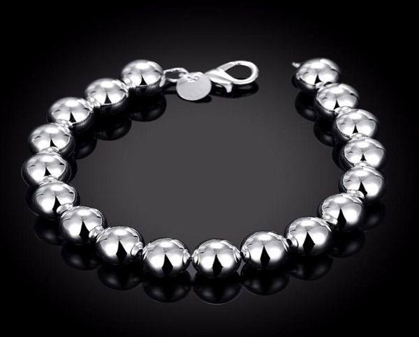 Braggle Fashion Jewelry 925 Pure Pure Silver Ploteted Charm 10mm Buddha Solid Buddha Beadshollow Bracelets Borse regalo H1362779712