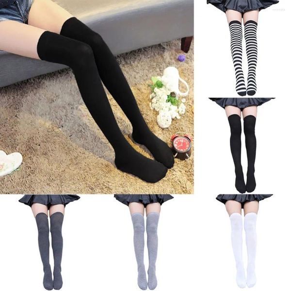 Mulheres meias 12 estilos um harajuku listrado e atraente e atraente com as meias de joelho e mulher sexy por causa do
