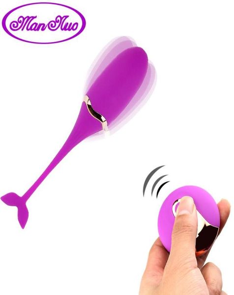 Man Nuo Vibradores de controle remoto de ovo vibradores brinquedos sexuais para mulheres exercitam massagem de bola de kegel vaginal Gspot USB recarregável Y1898170755