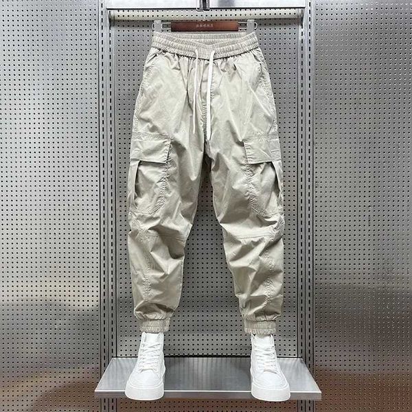 Pantaloni maschili maschile elastico multi tascabile khaki sprinter uomo harem multescata puro cotone harajuku oversize oversize corean y2k j240429