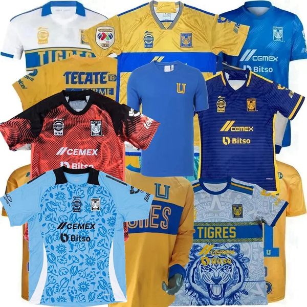 Fãs de jogadores Liga MX 2023 2024 2025 Jerseys de futebol do Tigres Gignac Aquino L.Quinones N.IBANEZ THAUVIN CORDOVA LAINEZ S.CORDOVA UANL 23 24 25 25 Men e Camisa infantil 4xl