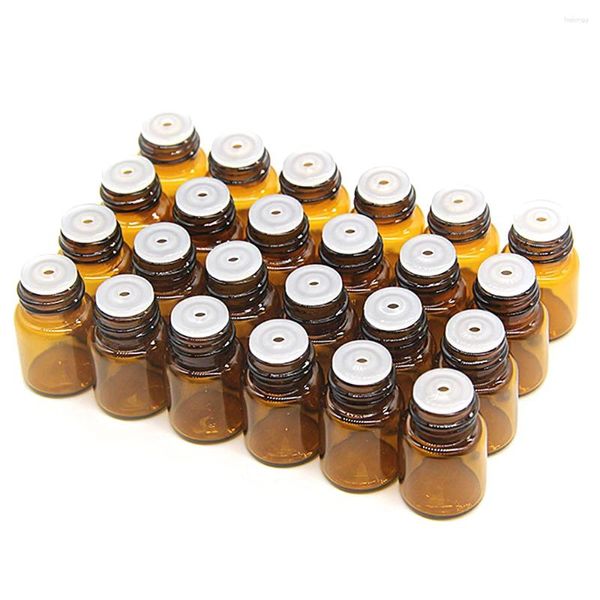 Depolama Şişeleri 100pcs 1/2/3ml Amber Esansiyel Yağlar Örnek Şişe Mini Cam Seyahat Doldurulabilir Parfüm Kozmetikleri Küçük Konteyner