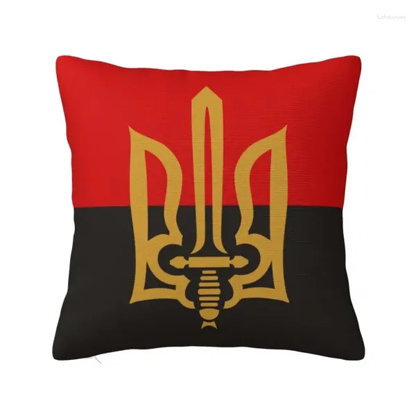 Kissen stilisierter Tryzub und roter schwarzer Deckungsweiche Ukraine -Flaggengehäuse für Sofa quadratische Kissenbezug Dekoration