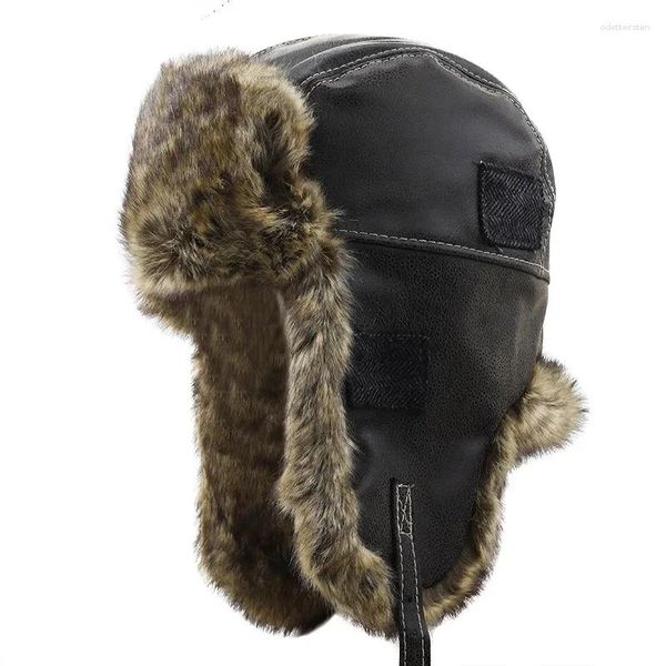 Boinas do nordeste de Hat Men Winter Protection Warm lei feng couro de ciclismo ao ar livre piloto para motocicletas para