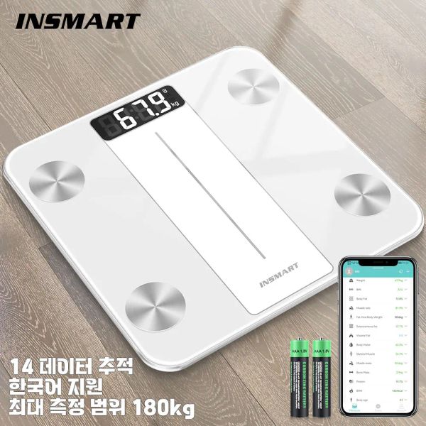 Установите INSMART Scale Scale Scale Scale Scale Scale Digital BMI FAT Weight Bluetooth Scale для масштаба для умного тела человека.