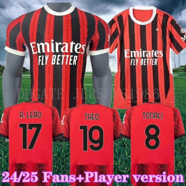 NEU 24 25 Fußballtrikots Giroud de Ketelaere Rafa Leao AC 2024 2025 Milan Football Hemd Männer Kinder Kit Pulisic Loftus-Cheek Theo Football Trikot Home S-4xl