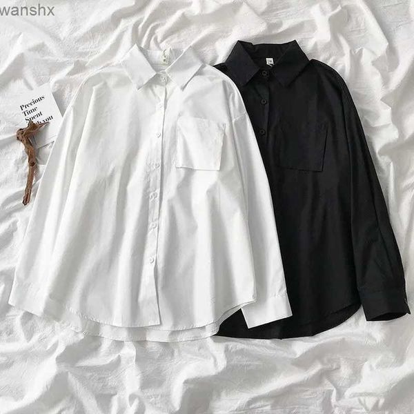 Kadınlar bluz gömlekleri beyaz kadın okulu gömlek moda jk hazırlık tarzı bahar Japon uzun kollu kızlar siyah gömlek harajuku düğmesi kadın topl2405