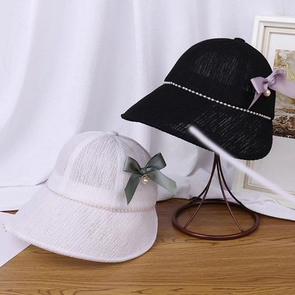 Boinas Lady Baseball Caps With Bowknot Decals Woman Tea Party Breathable Sheer Yarn visors Hat Holiday Holiday Spring Sun