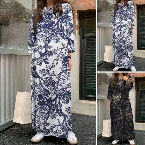 Abiti casual Bohemian Floral Maxi Dress Women Women Wappel V-Neck Sleeve Long Shirt Frump Sliet Obe Aose