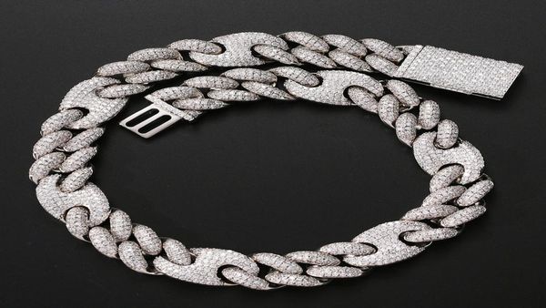 Mode -Rap -Accessoires 20mm Full Zircone Men039s Big Gold Chain Domineering Cuban Chain Link HipHop Halskette2365024