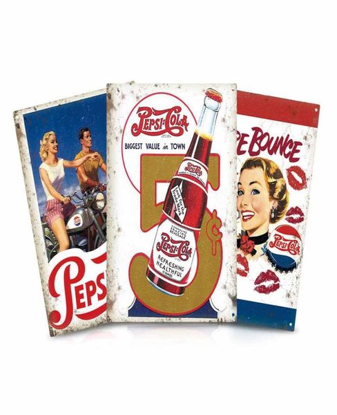 Живопись Pepsi Vintage Metal Tin Signs Плакаты Бар -паб -магазин магазин магазин мужчина пещера настенные декор1652713