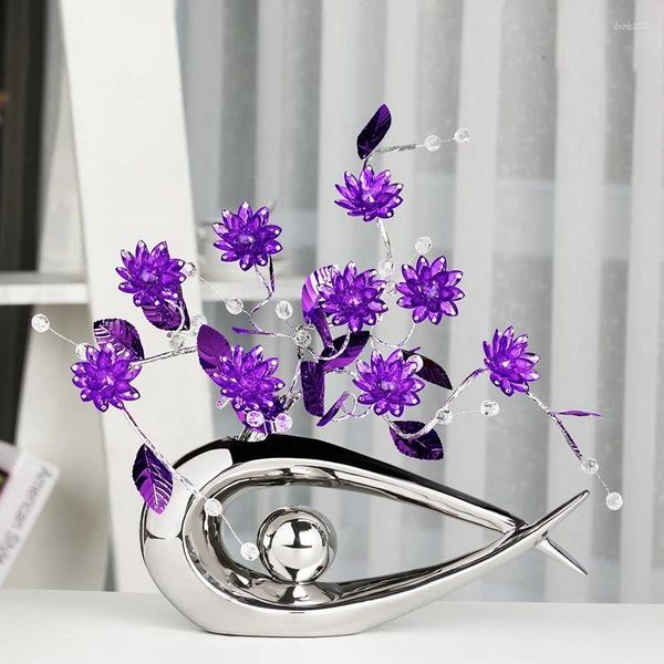 Dekorative Figuren Mode Kristallblume Vase Tabletop Kunsthandwerk moderne Heimdekoration Accessoires Keramikflasche Miniaturen Hochzeitsgeschenke