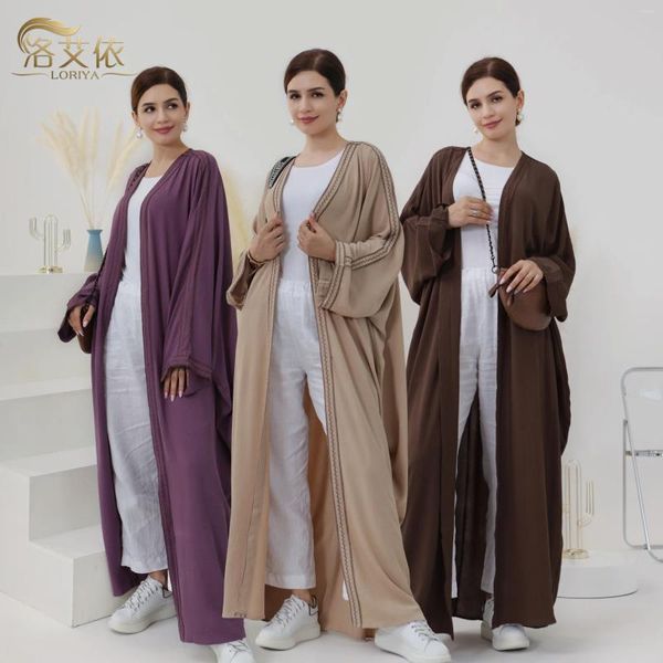 Ethnische Kleidung elegante Chiffon Muslim Kleider Abayas für Frauen Truthahn Dubai Stick