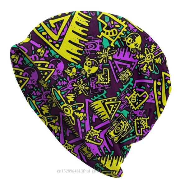 Berets Bonnet Hats Hip Hop Graffiti Street Art Men Men Women039s вязаная шляпа Funky Urban Pattern Winter Warter Cap Design Skullies BE7957612