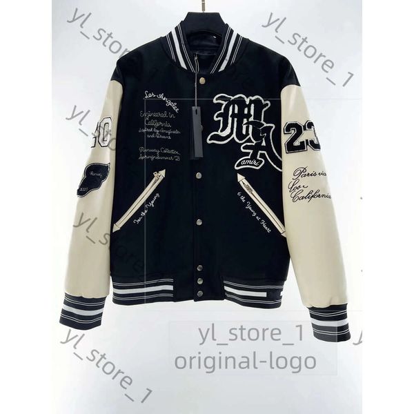 Amirir Jacke Baumwolldesigner Bomber Herren Am Windbreaker Varsity Wolle Baseball Buchstabe Patchwork Leder Am Stickerei Unisex Mäntel