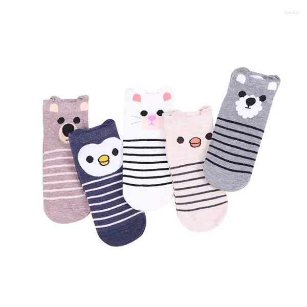 Mulheres meias 5pairs garotas bonitas 3d desenho animado animal zoológico algodão macio Sox criativo kawaii jumbo feminino meias meias hosiery