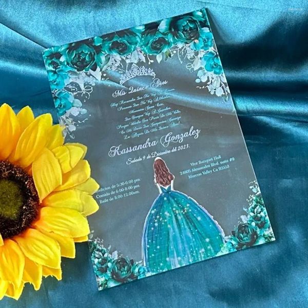 Supplência de festa acrílico quinceanera convite personalizado doce princesa aniversário personalizado decoração transparente 10pcs