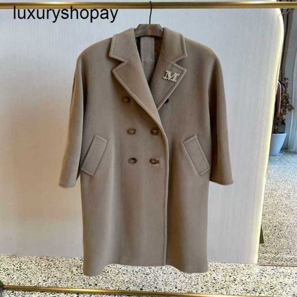 Top Maxmaras Cashmere Coat 101801 Womens Coats Vinário 2024 Novo 13 Classic Double Classic Basto para homens e de ponta