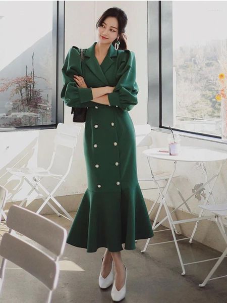Повседневные платья женская 2024 Осень Плюс размером женская юбка Y2K Костюм платье высокого класса рыбьего хвоста в стиле Hepburn в стиле Hepburn