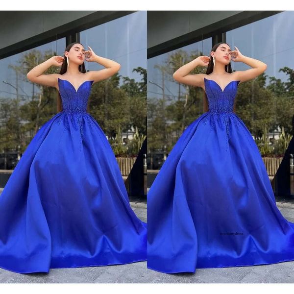 Dubai Arabic Royal Blue A Line Dresses Sweetheart in rilievo con paillettes party da sera da ballo da ballo di compleanno per celebrità Special OCN Abiti 0430 0430