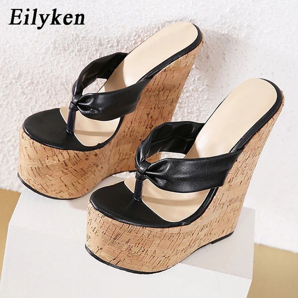 Eilyken 2024 Sexy Super 18 cm de altura plataforma cuias Peep beliscar chinelos femininos sandálias MULES 240420