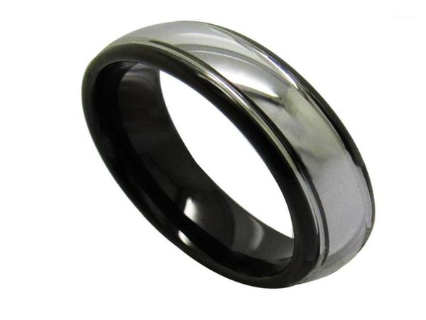 Ringos pretos de largura de 6 mm vintage para homens Tungsten Band Band Dome Band High Polished Silver Color fora 61317415646