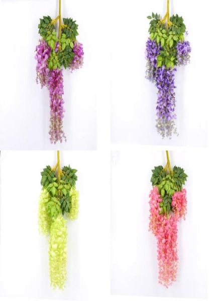 7 colori Elegante seta artificiale Flower Wisteria Flower Vine Rattan per casa Giardino Decorazione del matrimonio 75 cm e 110 cm Disponibile