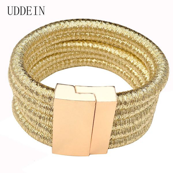 Uddein Magnetschnallen Armband für Frauen handgefertigt Multi -Layer -Spitze Charm Bangle Party Jewelly Big Bands Vintage Armbänder 240430