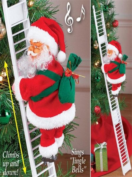 Electric Babbo Natale Calcing Ladder Doll Doll Decoration Tool per bambole Plush per la Porta della casa di Natale Decorazione murale1539303