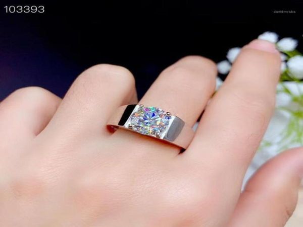 2020 Anel de noivado Shinning Moissanite Ring For Men Muscular Personal Real 925 Silver Party Gift Roung Gem Good Sparkling16826115