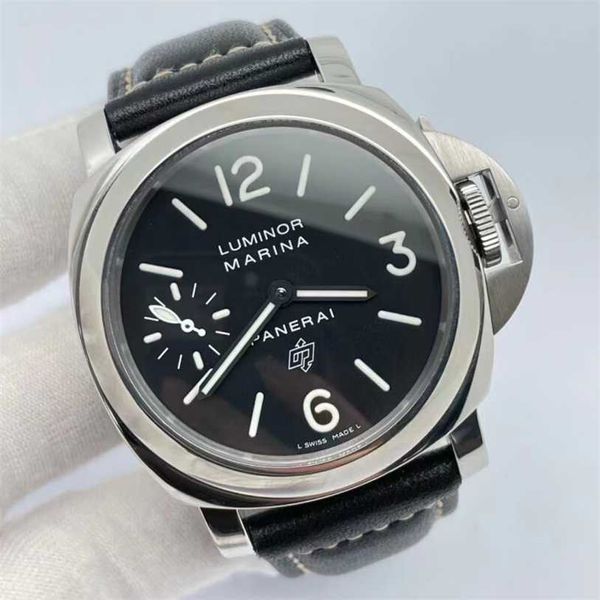 Panerai Mens Luminormos MARINA AVISO MECÂNICO AUTOMÁTICO PANEREIS LUMOSOS PAM01312 44 Beda de precisão Aço de oito anos de mandado estendido