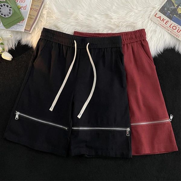 Shorts maschile 2024 uomini Summer Fashion Ice Silk Zipper Maschio Cancati Casualmente Casuali Solido Pantaloni Short Short G84