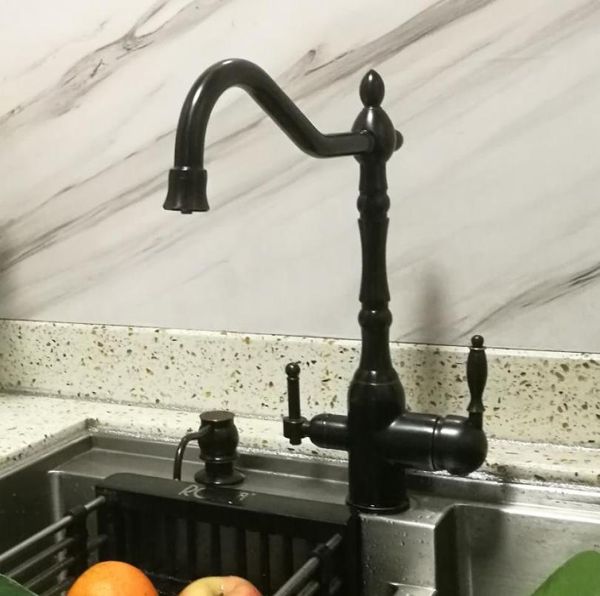 Rolya Antique Black Black a 3 vie Cucina Tri Flow Dink Faucet Mixer Tap4075639