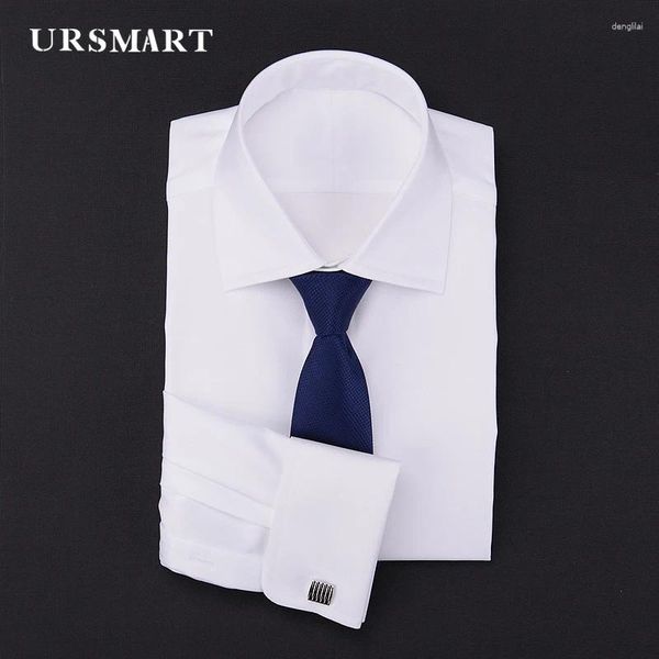 Camisas casuais masculinas Camisa de negócios de punho francês para homens Classic Windsor Collar Gentleman