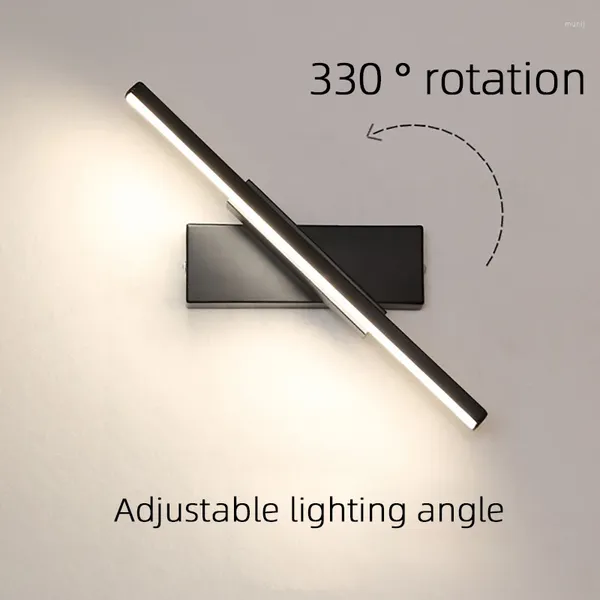 Настенная лампа 330 ° Вращение внутренние светодиодные лампы касаются беспрепятственных светильников для домашней гостиной прикроватное зеркало передняя часть северного прохода