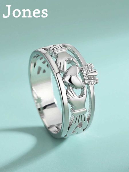 Anelli di banda s925 anello d'argento puro donna edizione coreana edizione glossy corona glossy cuore semplice esplosione di gioielli fatti a mano Q240429