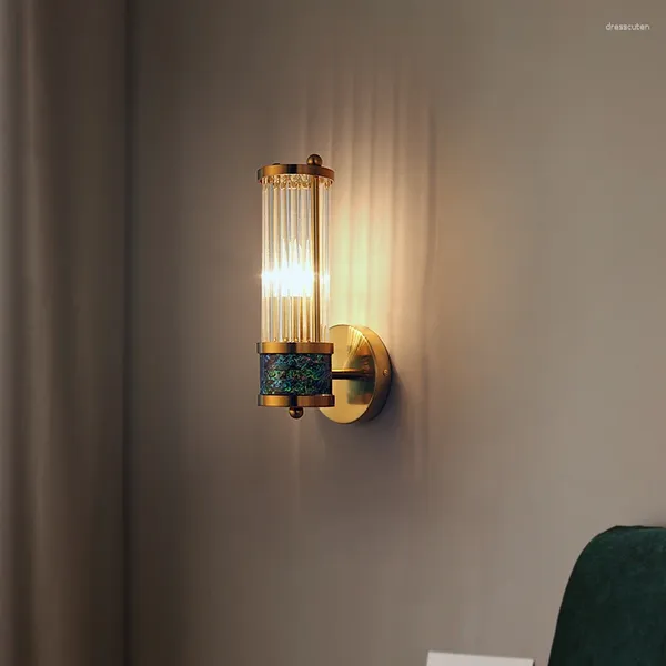 Estatuetas decorativas lâmpada de parede de cristal dourado luz simples luz para a sala de estar de fundo backmand backed staircase corredor