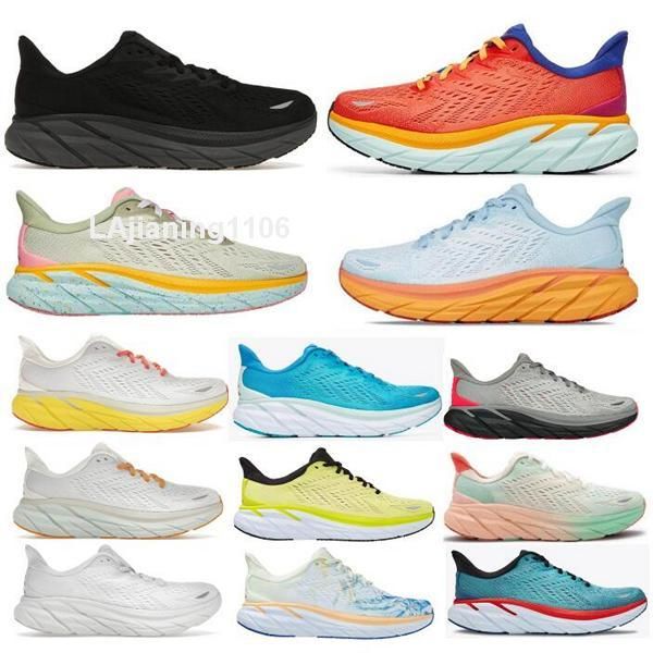 Hokah Clifton 8 9 Mann Frau Running Schuhe Walking Run Triple schwarze Sommerlied Flow orange Freie Menschen Seetang 2024 Trainer Sneakers Schiffsgröße 5.5 - 12