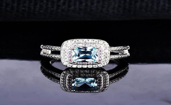 Neues Luxus Diamond Topaz Sea Blue Zirkon Ring Engagement Hochzeit Eröffnungsring8960727